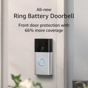 All-new Ring Battery Doorbell, Head-to-Toe Video, Live View with Two-Way Talk, and Motion Detection & Alerts (2024 release), Satin Nickel