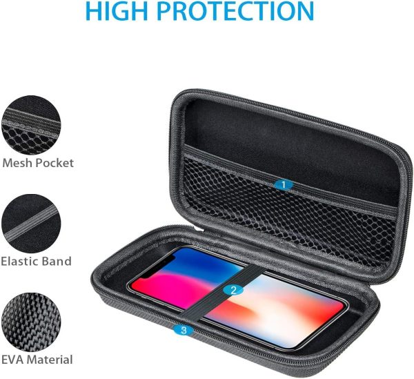 GLCON Portable Protection Hard EVA Case for External Battery,Cell Phone,GPS,Hard Drive,USB Charging Cable,Carrying Bag Mesh Inner Pocket,Zipper Enclosure,Universal Travel Pouch Bag - Image 3