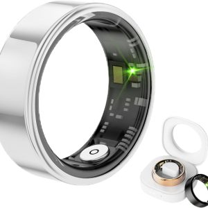 Smart Ring Health Tracker, Sleep Tracker Ring with Heart Rate, Waterproof Fitness Ring for Activity Monitoring/Steps/Distance/Calories, Air Gestures,Up to 7-Day Battery, for iOS and Android (Black,#9)