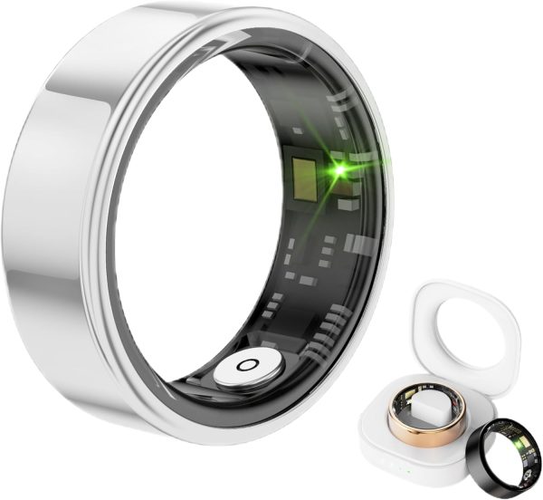 Smart Ring Health Tracker, Sleep Tracker Ring with Heart Rate, Waterproof Fitness Ring for Activity Monitoring/Steps/Distance/Calories, Air Gestures,Up to 7-Day Battery, for iOS and Android (Black,#9)