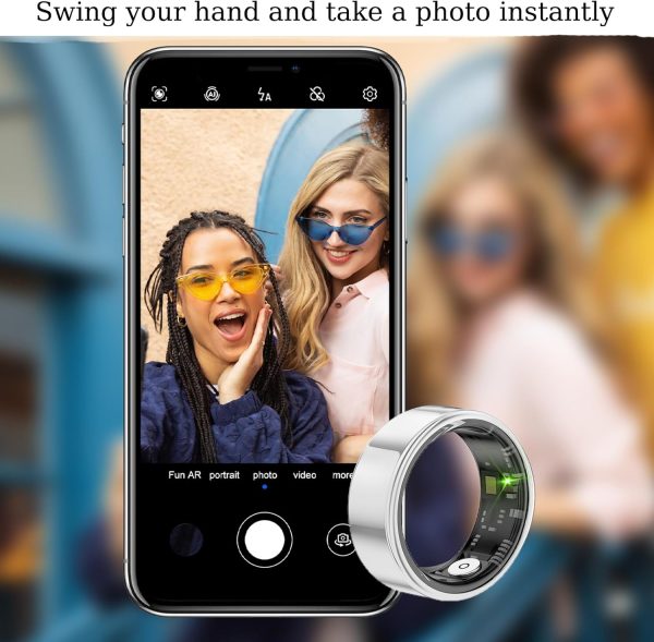 Smart Ring Health Tracker, Sleep Tracker Ring with Heart Rate, Waterproof Fitness Ring for Activity Monitoring/Steps/Distance/Calories, Air Gestures,Up to 7-Day Battery, for iOS and Android (Black,#9) - Image 2
