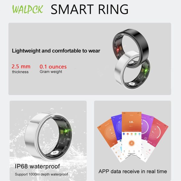 Smart Ring Health Tracker, Sleep Tracker Ring with Heart Rate, Waterproof Fitness Ring for Activity Monitoring/Steps/Distance/Calories, Air Gestures,Up to 7-Day Battery, for iOS and Android (Black,#9) - Image 3