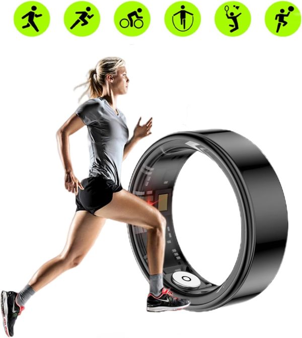 Smart Ring Health Tracker, Sleep Tracker Ring with Heart Rate, Waterproof Fitness Ring for Activity Monitoring/Steps/Distance/Calories, Air Gestures,Up to 7-Day Battery, for iOS and Android (Black,#9) - Image 4