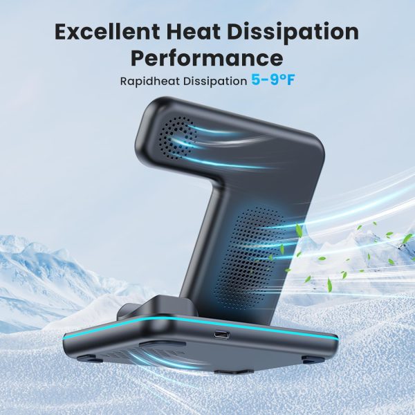 WAITIEE Wireless Charger 3 in 1, 15W Fast Charging Station for Apple Watch 10/9/8/Ultra 2/Ultra/SE/7/6/5/4/3/2, for AirPods 3/2/1/Pro for iPhone 16/15/14/13 /Plus/Pro/Pro Max/12/11(Black) - Image 5
