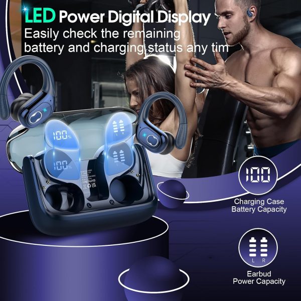 Wireless Earbuds 75hrs Bluetooth 5.3 Headphone Sport, 2024 Bluetooth Earbuds Stereo Deep Bass Over Ear Bud with Earhooks, ENC Noise Cancelling Mic, IPX7 Waterproof Earphone for Workout/Running - Image 3