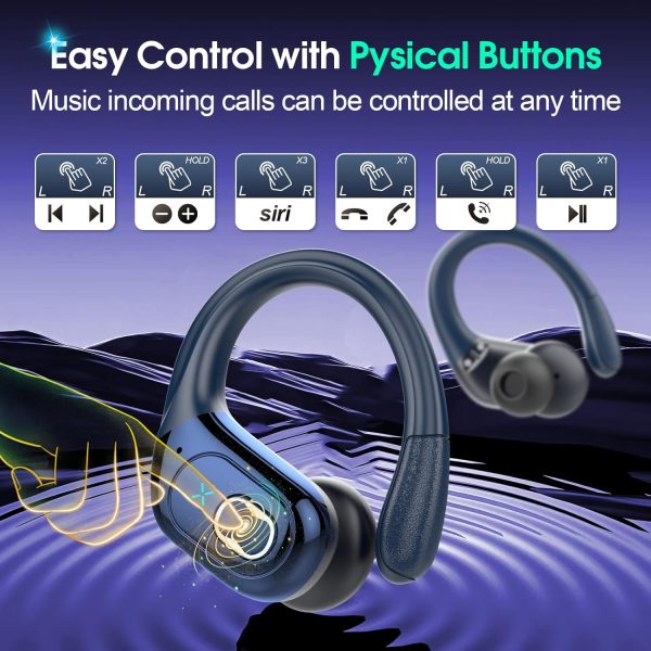 Wireless Earbuds 75hrs Bluetooth 5.3 Headphone Sport, 2024 Bluetooth Earbuds Stereo Deep Bass Over Ear Bud with Earhooks, ENC Noise Cancelling Mic, IPX7 Waterproof Earphone for Workout/Running - Image 6